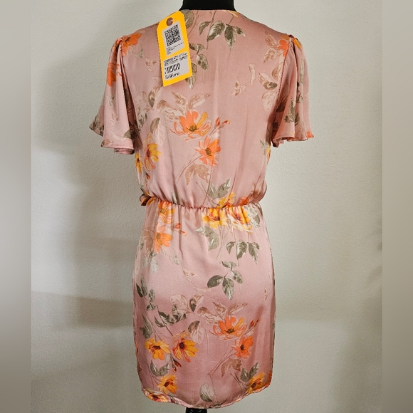 NWT Peach Love Satin Wrap Mini Dress - small - Picture 7 of 11